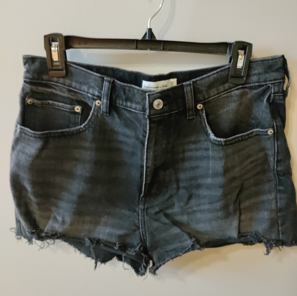 Sz 30/10 distressed black jean shorts by Abercrombie and Fitch
